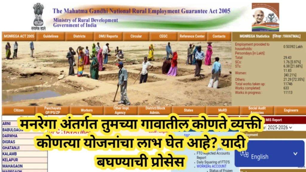 मनरेगा अंतर्गत तुमच्या गावातील कोणते व्यक्ती कोणत्या योजनांचा लाभ घेत आहे? यादी बघण्याची प्रोसेस | Manrega Yojana 