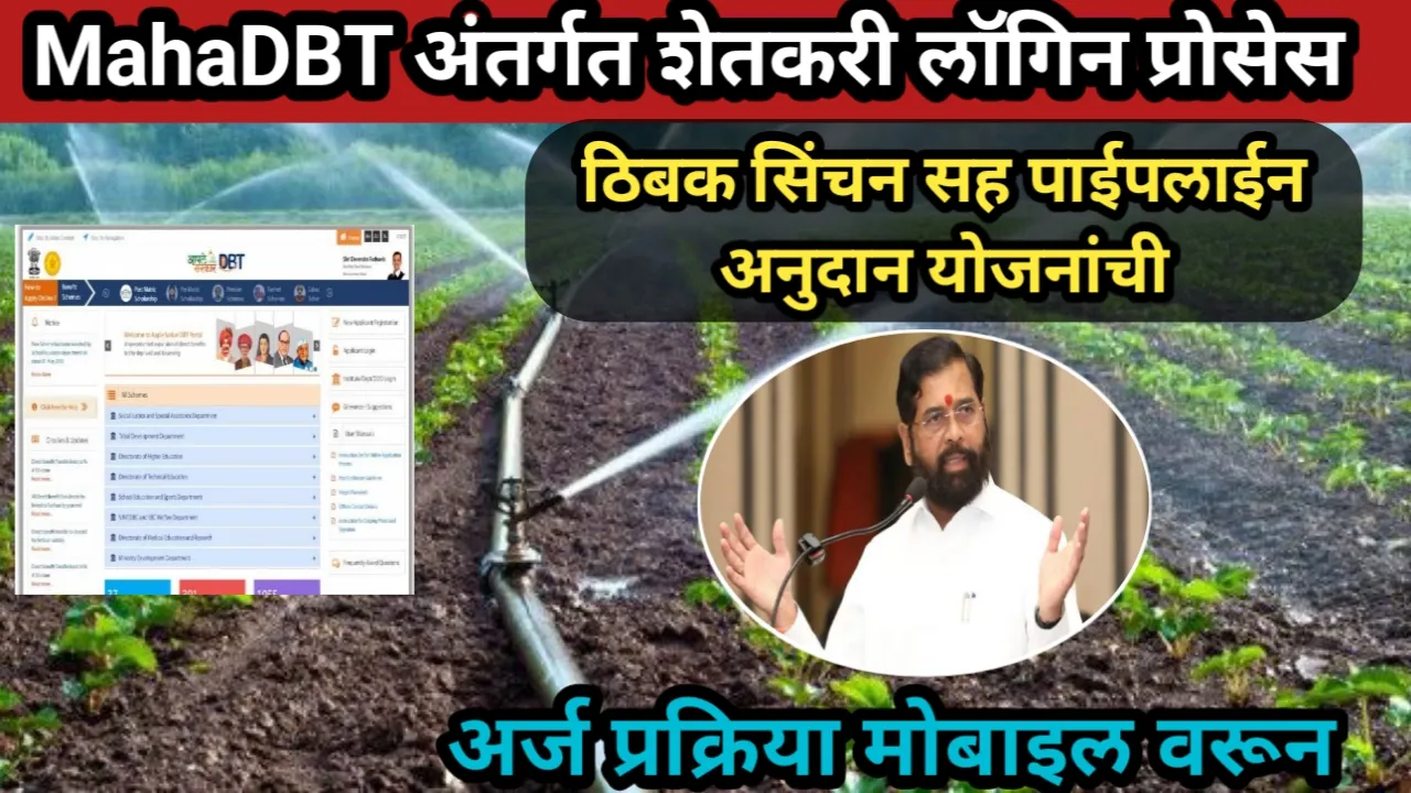 MahaDBT अंतर्गत शेतकरी लॉगिन प्रोसेस, ठिबक सिंचन सह पाईपलाईन अनुदान योजनांची अर्ज प्रक्रिया मोबाइल वरून | MahaDBT Login Prosess 