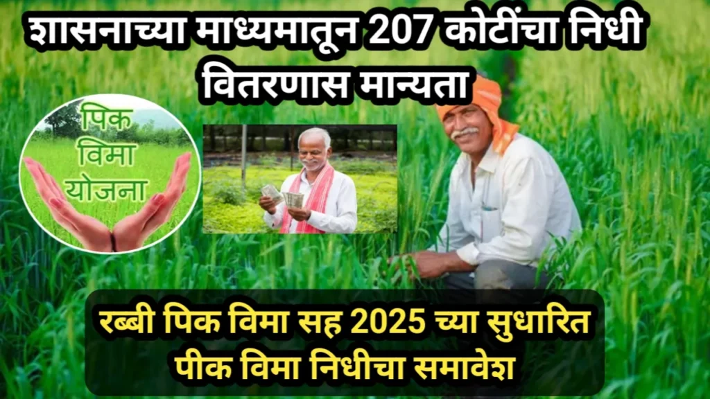 शासनाच्या माध्यमातून 207 कोटींचा निधी वितरणास मान्यता, रब्बी पिक विमा सह 2025 च्या सुधारित पीक विमा निधीचा समावेश | Pik Vima Nidhi Manyata 