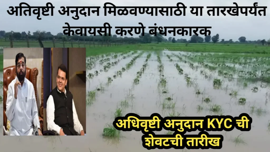 अतिवृष्टी अनुदान मिळवण्यासाठी या तारखेपर्यंत केवायसी करणे बंधनकारक, केवायसी केली तरच मिळणार अतिवृष्टी अनुदान | Ativrushti Anudan 